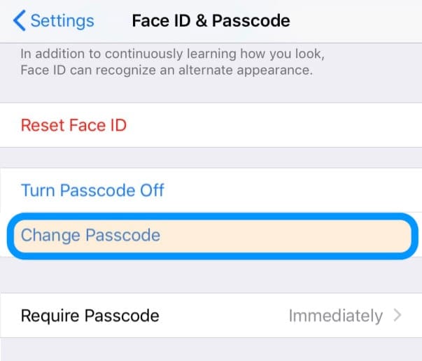 how to change iPhone device's passcode