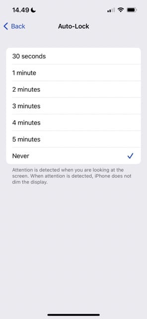 Change the auto-lock settings on iOS