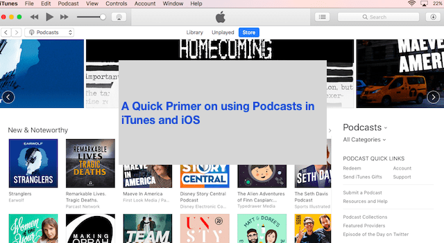 download podcasts in iTunes