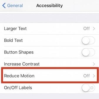 Reduce Motion on iPhone 7