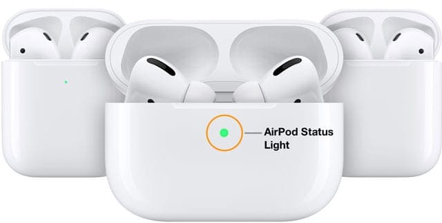AirPods Pro and AirPods 2 status light location