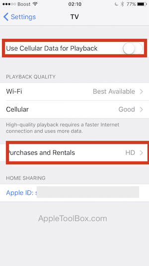 Prevent Cellular Overage Charges using the new TV App on iPhone