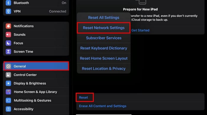 Reset Network Settings iPad