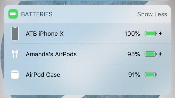 check airpods and airpods case battery charge status with battery widget for iphone