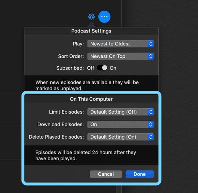 podcast options on how to save or download to your computer