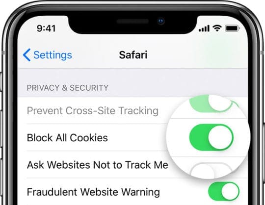 block cookies in iOS 12 Safari