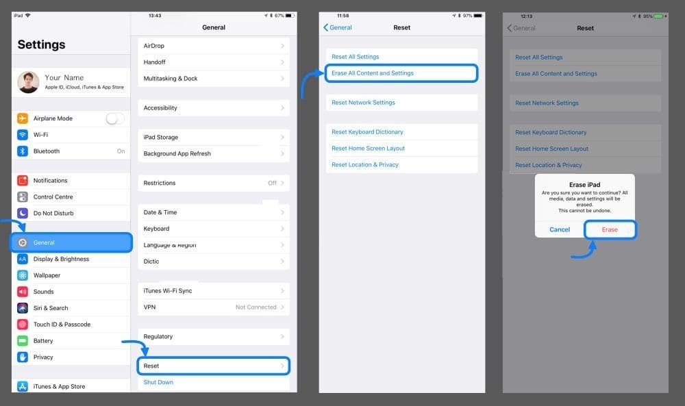 how to reset apple password on ipad 2