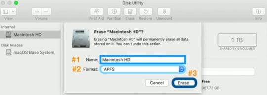 erase Mac startup drive in macOS Catalina+