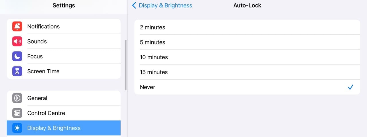 Adjust the Auto-Lock Settings on iPadOS