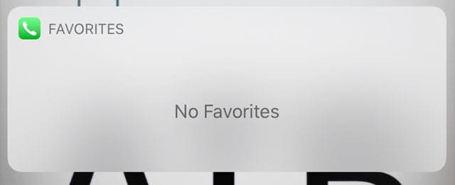 no favorites in iPhone widget