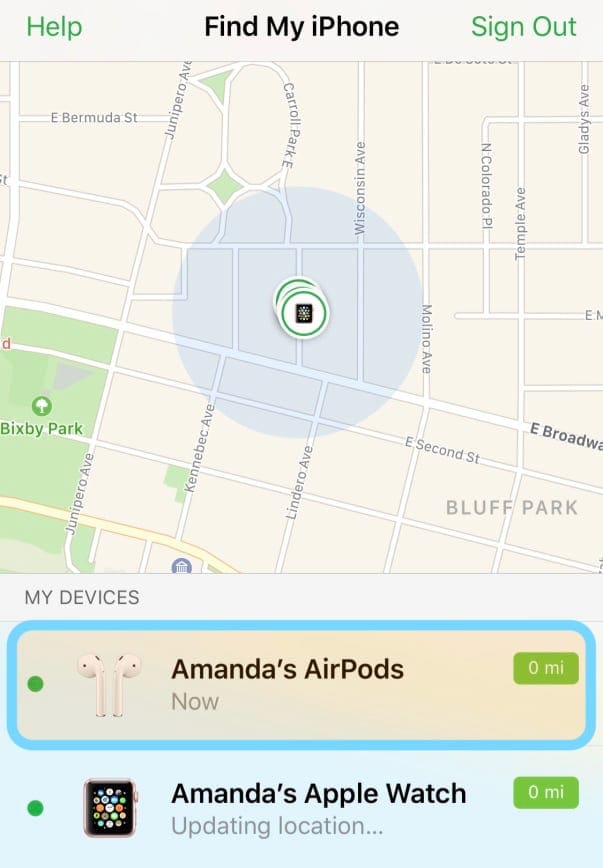 AirPods dans iOS 12 Trouver une application iPhone