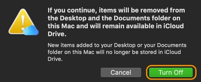 переключить синхронизацию рабочего стола и документов iCloud на Mac