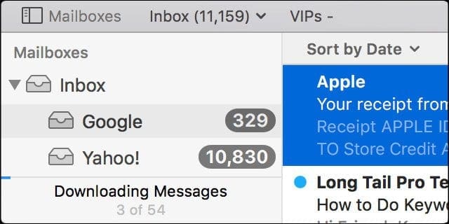 Mac Mail Download Only Recent Messages on ipad