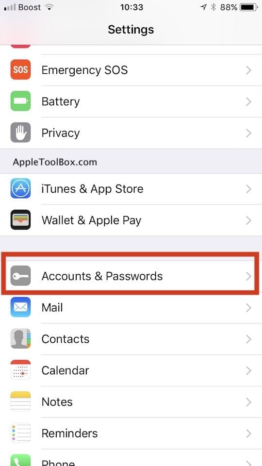 iOS 11 Mail Account Setup