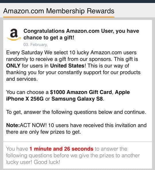 what to do about Amazon winner pop ups on my iPhone