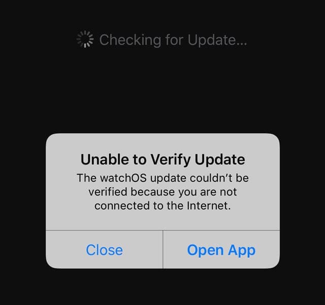unable to verify update for watchOS