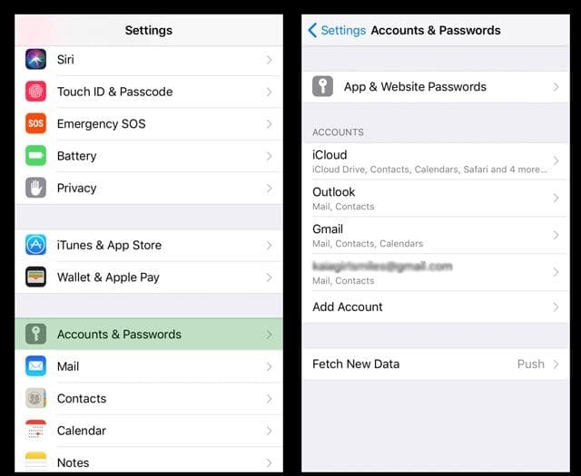 Найдите пароли и учетные записи электронной почты iPhone в iOS11