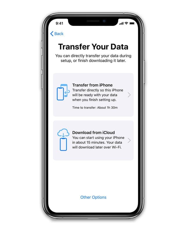 Transfer data directly from one iPhone to another using Quick Start