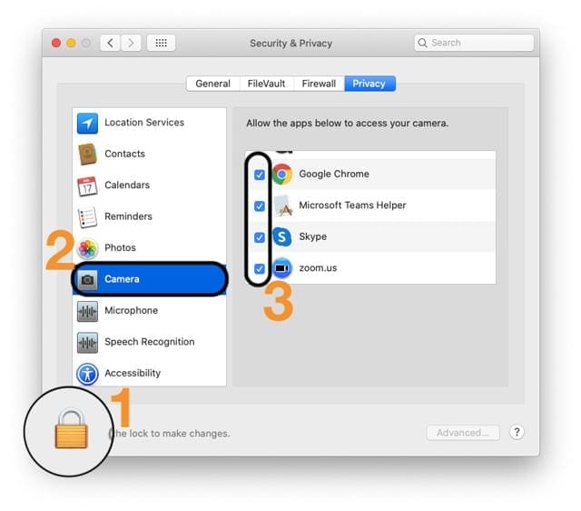 camera permissions on Mac macOS