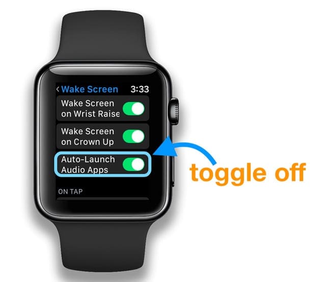 disable auto launch audio apps on apple watch