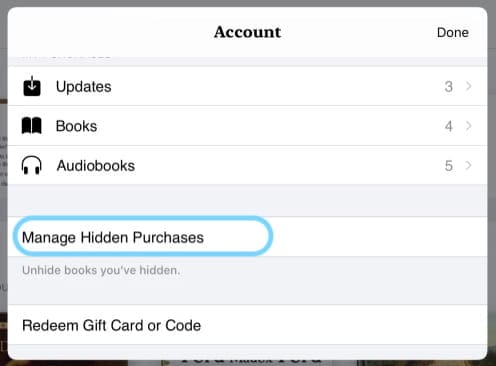 manage hidden purchases for Apple Books on iPhone