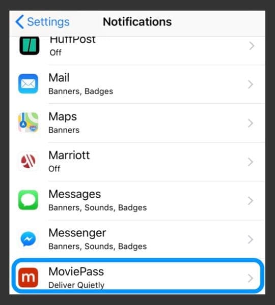 iOS 12 Deliver Quietly Settings in Notifications Setting