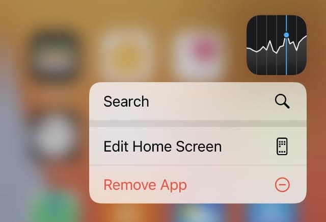 Edit Home Screen option in quick action menu