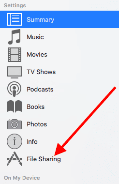 where is file sharing in the new itunes