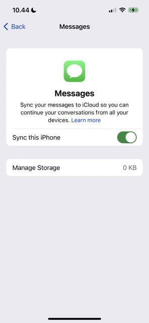 iCloud Message Syncing