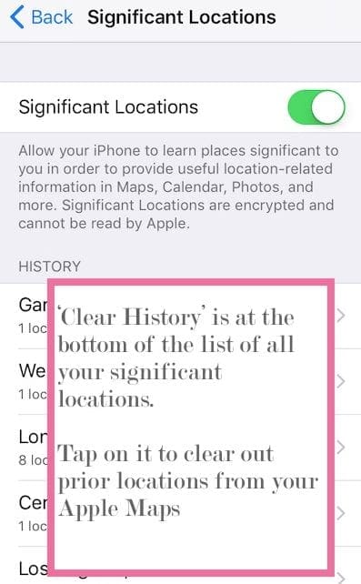 Как очистить историю местоположений с Apple Maps