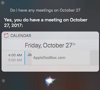 Using Siri to Looking up your MacBook Calendar