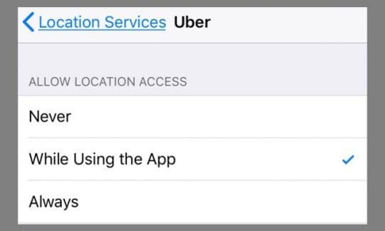 Location Services Set To While Using App