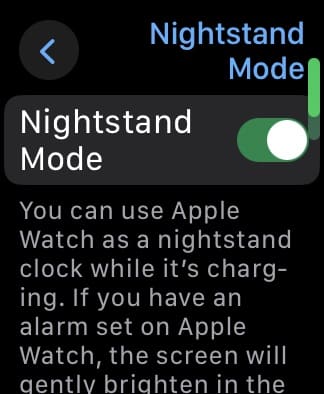 Apple Watch toggle Nightstand Mode on