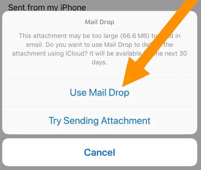 используйте Mail Drop для отправки больших файлов через приложение Mail и iCloud