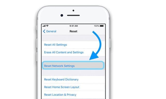 iPhone reset the network settings