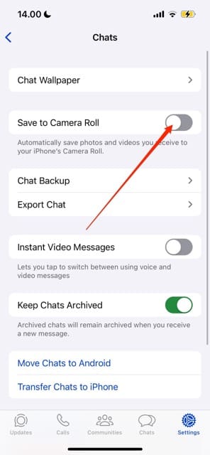 The Save to Camera Roll Setting in WhatsApp