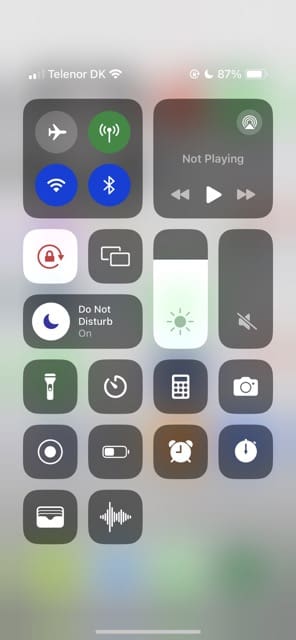 Battery Percentage in the iPhone Control Center