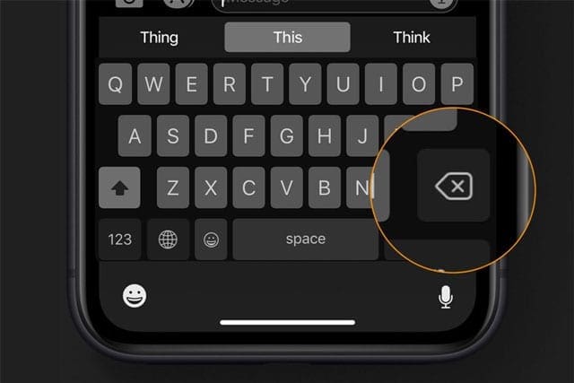 iPhone keyboard delete key