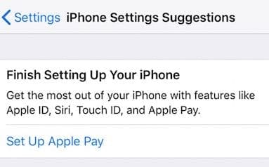 игнорировать настройку Apple Pay во время обновления iPhone