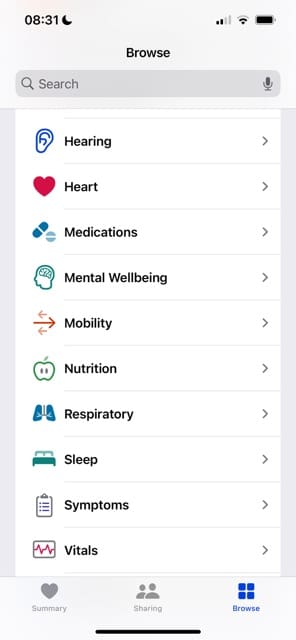 Pick Sleep Option in iOS Health App