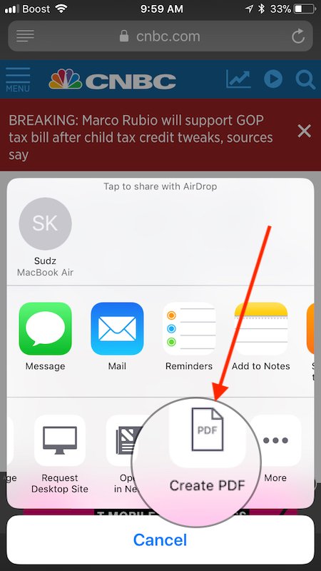 make pdf from safari ios