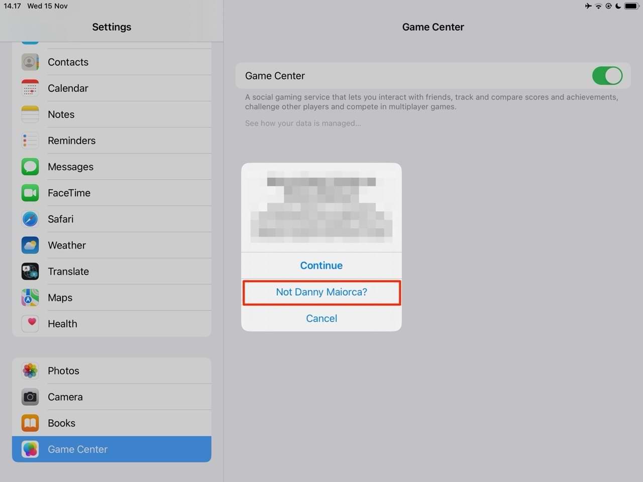 Sign Into Game Center on your iPad