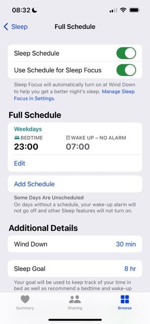 Toggle on Sleep Features on iPhone