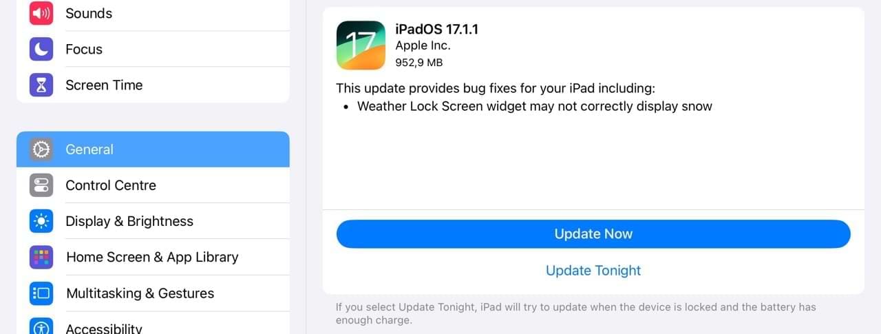 Update your iPadOS software via the Settings app