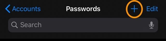 add passwords to Settings Passwords & Accounts for Websites and App