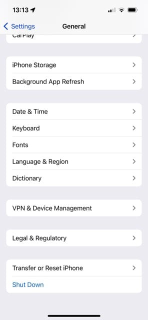 iOS 17 Transfer or Reset iPhone Screenshot