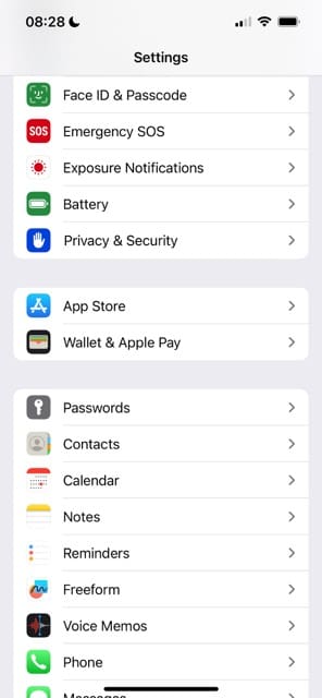 Choose iPhone Face ID and Passcode