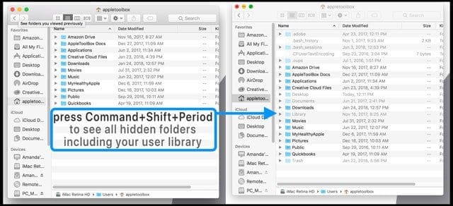 how to access hidden library folder on mac