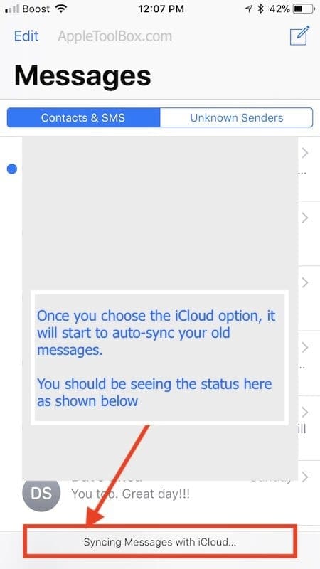 iCloud Message Sync Feature on iPhone