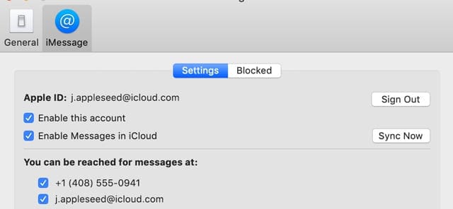 Settings and Account Preferences for Messages in iCloud on Mac macOS Mojave